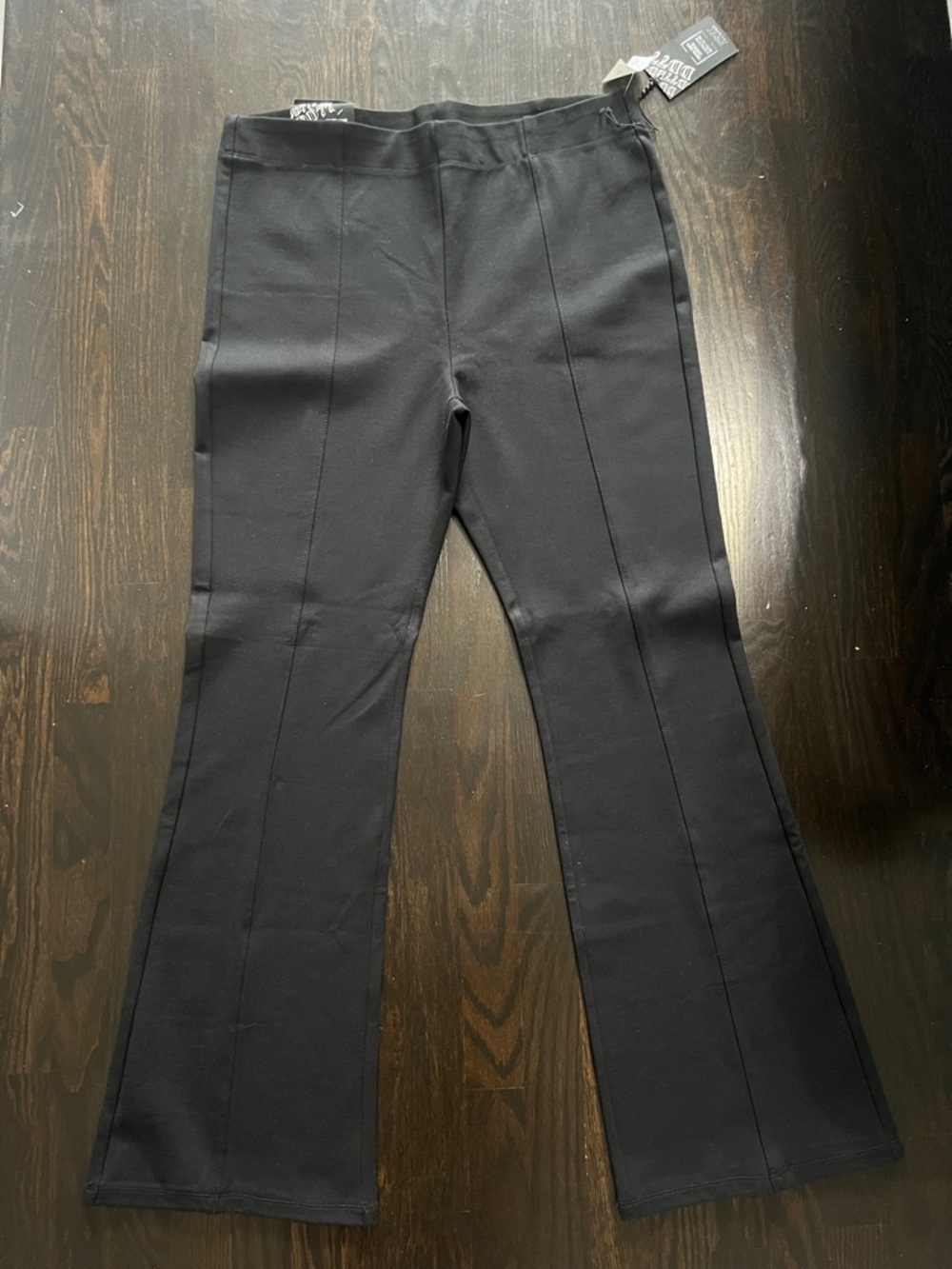 DD77 Denim District Black High-Waist Stretch Flared Pants XL NWT